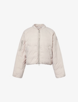 Canada Goose Quilted Bomber Jacket Featuring Long Sleeves In White