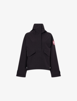 Canada Goose Womens Black Tofino Logo-patch Woven Rain Jacket In Black