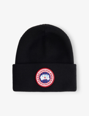 Canada Goose Women Logo Rib Toque Hat In Black