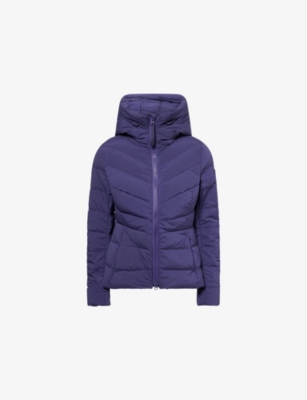 Canada Goose Womens Future Dusk Clair Hooded Stretch-woven Down Jacket In Blue