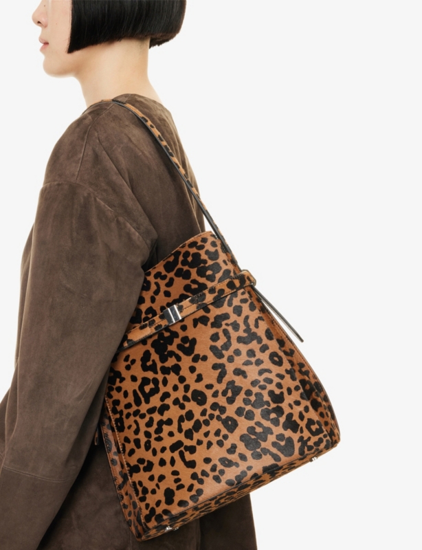 Belted Pony Hair Leather Top Handle Bag