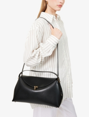 Totême Womens Black T-lock Leather Top Handle Bag In Black