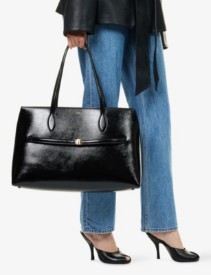 Totême Womens Black Naplack Lounge Leather Tote Bag In Black