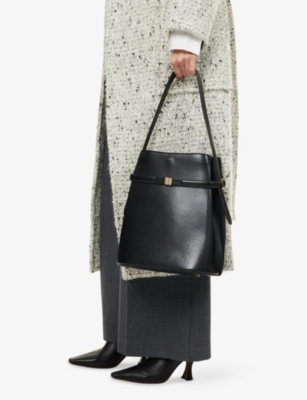 Totême Womens Black Belted Leather Top Handle Bag In Black
