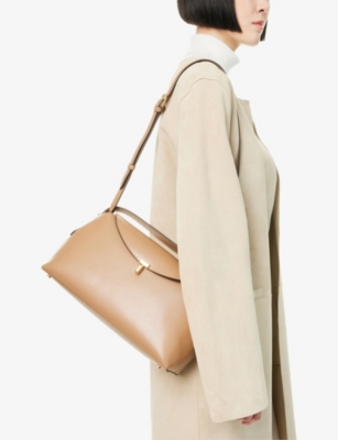Totême Womens Camel T-lock Leather Top-handle Bag In Brown