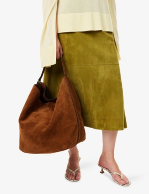 Totême Womens Tan Belted Suede Tote Bag In Brown