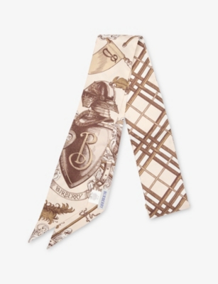 BURBERRY: Etched Knight Silk Scarf