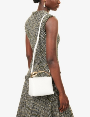 Erdem Womens Porcelain Bloom Mini Leather Top Handle Bag In White