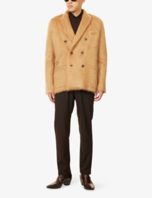 Tom Ford Double-breasted Cashmere And Mohair Jacket In Brown