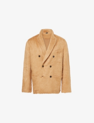 Tom Ford Double-breasted Cashmere And Mohair Jacket In Brown