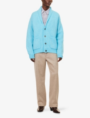 Tom Ford Mens Air Blue Shawl-collar Regular-fit Cashmere Cardigan In Blue