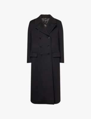 Tom Ford Mens Black Double-breasted Officer Wool Coat In Black