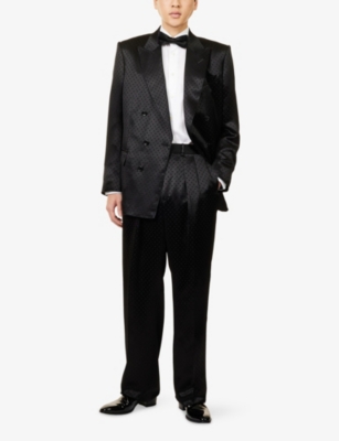 TOM FORD: Jacquard Double-Pleated Silk Blend Trousers