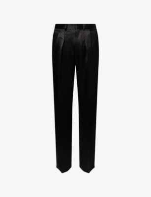 TOM FORD: Jacquard Double-Pleated Silk Blend Trousers