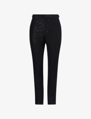 TOM FORD: Sequin Straight-Leg Wool-Blend Trousers