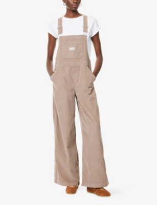 Levi's Womens White Wide-leg Corduroy Dungarees In Brown