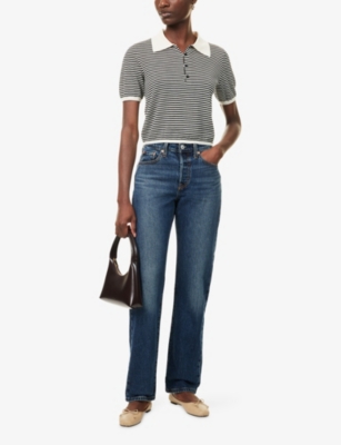Levi's Womens Blue 501 Curve Straight-leg Stretch-denim Jeans In Blue