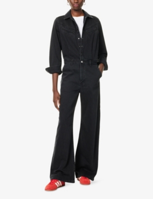 Levi's Womens Black Rinoa Wide-leg Denim Jumpsuit In Black