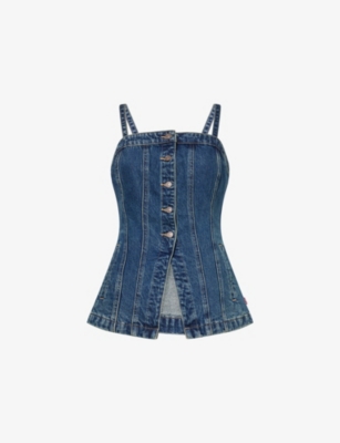 Levi's Womens Blue Tailored Bustier Denim Top