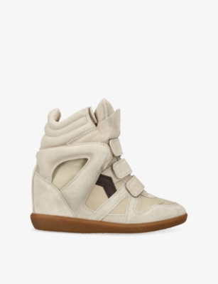 Isabel Marant Womens Cream Bekett Leather And Suede High-top Trainers Eur 41 / 8 Uk In White