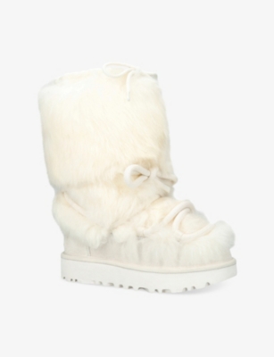 Ugg Womens White Classic Chalet Tall Faux-fur Boots Eur 38/5 Uk In White