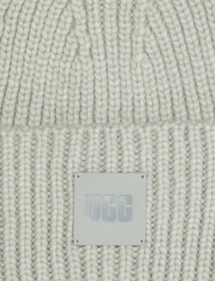Ugg Womens Grey Mist Brand-patch Knitted Beanie In Gray