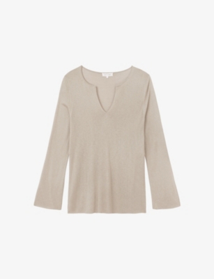 The White Company: V-Neck Knitted Modal-Blend Top