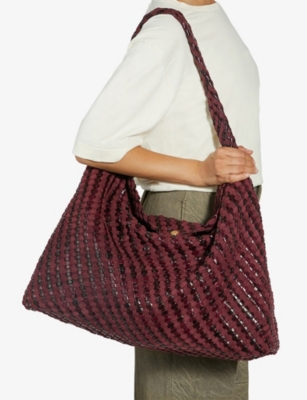 Dune Womens Deliberate Xl Woven Shoulder Bag Purple Synthetic