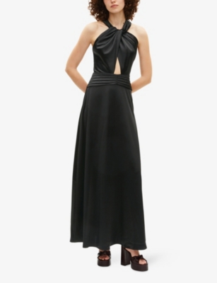 THE KOOPLES: Draped Open-Front Woven Maxi Dress