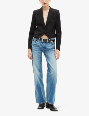 The Kooples Womens Black Asymmetric-hem Slim-fit Wool Blazer In Black
