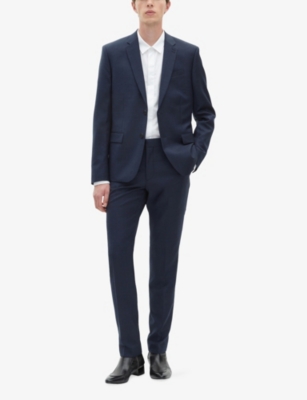 The Kooples Mens Navy Straight-leg Mid-rise Cotton And Linen Trousers In Blue