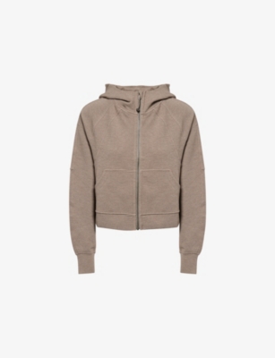 Lululemon Womens Scuba Waffle Cotton Blend Hoody Heathered Warm Ash Grey Xs In Neutral