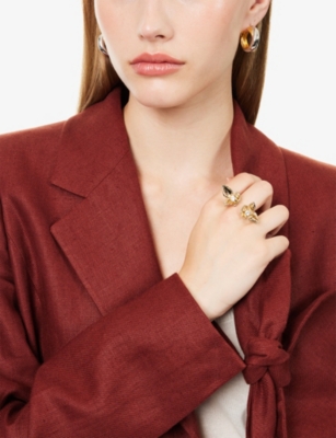 Erdem Womens Light Gold Small Flower Brass Ring In Gold