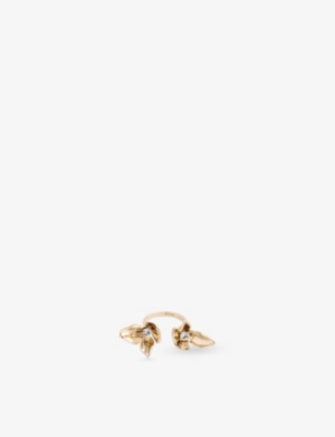 Erdem Womens Light Gold Small Flower Brass Ring In Gold