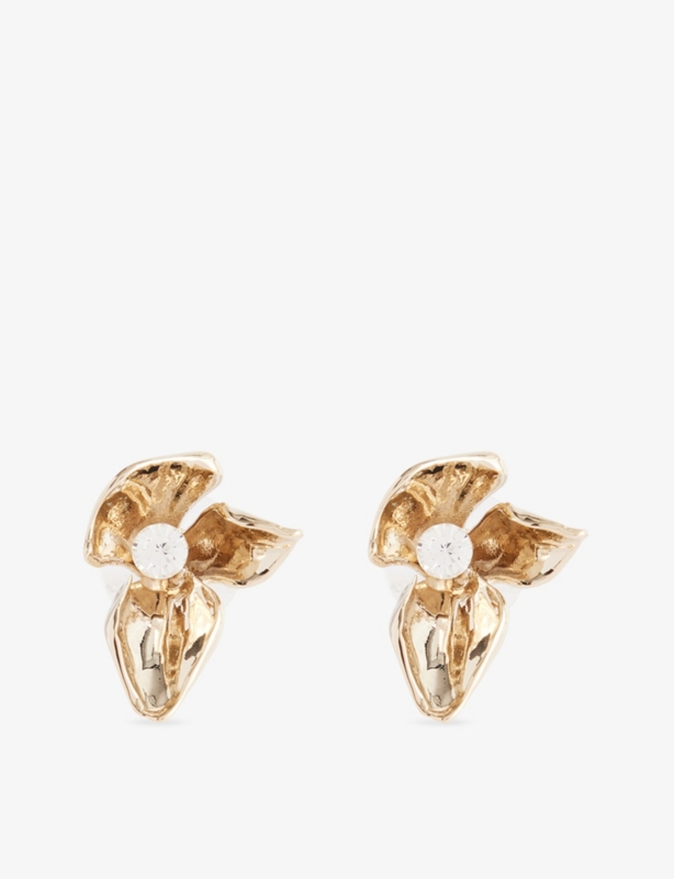 Flower Small Brass Earrings
