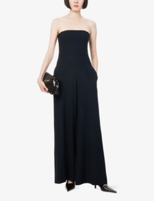 Twp Womens Midnight Jade Strapless Wool Jumpsuit In Blue