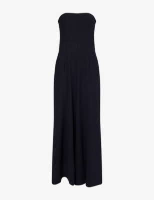 Twp Womens Midnight Jade Strapless Wool Jumpsuit In Blue