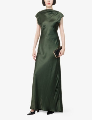 Twp Womens Duffle Bag Back To You Open-back Woven Maxi Dress In Animal Print