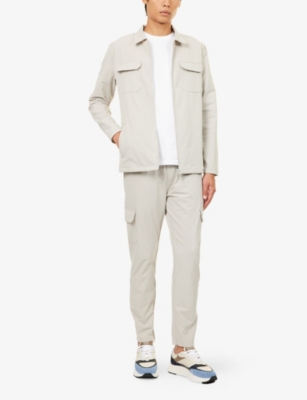 Arne Mens Stone Cargo Tech-woven Trousers In Gray