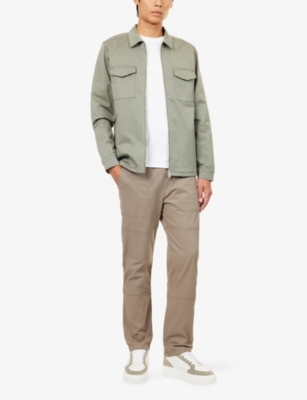 Arne Mens Olive Straight-leg Worker Cotton-blend Trousers Xxl In Green