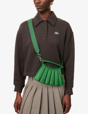 Lacoste Womens Fairway Lenglen Extra Small Leather Cross Body Bag In Green