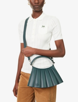 Lacoste Womens Varech Lenglen Small Leather Cross Body Bag In Green