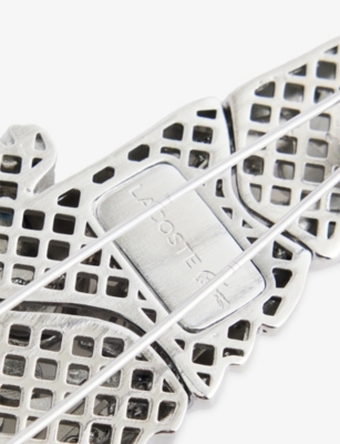 Lacoste Womens Silver Crocodile Crystal-embellished Brass Brooch In Silver