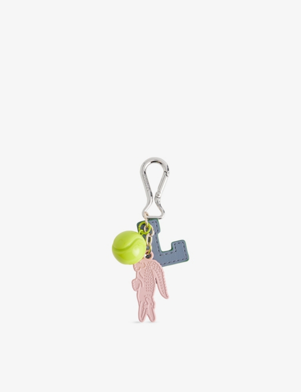 L Tennis Ball Crocodile-Logo Faux-Leather Bag Charm