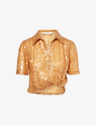 CHRISTOPHER ESBER: Illuminate Sequin Woven Polo Shirt