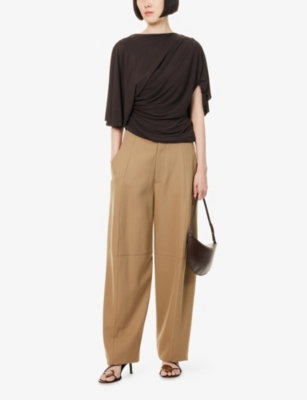 Christopher Esber Womens Espresso Fluted Woven Top In Brown