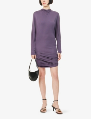 Christopher Esber Womens Luna Draped Woven Mini Dress Washed Violet In Purple