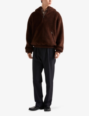PRADA: Hooded Borg Wool-Blend Jacket