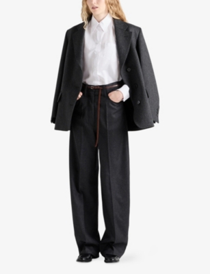 Prada Womens White Logo-embroidered Cotton Poplin Shirt In White