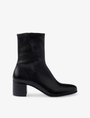 Prada 55mm Leather Zip-fastening Block-heel Boots In Black